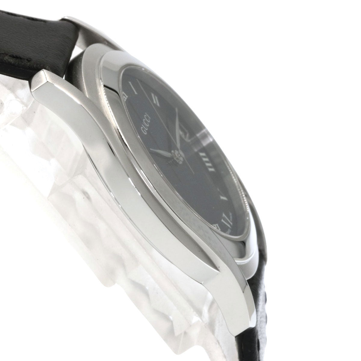 GUCCI Watches Quartz Stainless Steel, Leather black 5500M black dial mens  d