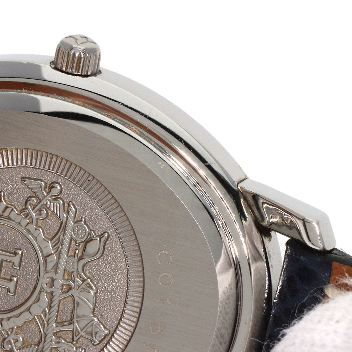 HERMES Watches Quartz CO1.510 Stainless Steel, Leather Silver Clipper oval white dial Women  d
