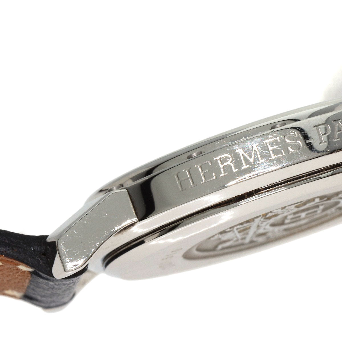 HERMES Watches Quartz CO1.510 Stainless Steel, Leather Silver Clipper oval white dial Women  d