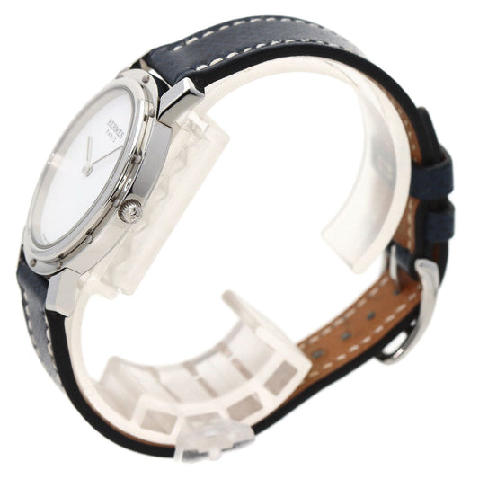 HERMES Watches Quartz CO1.510 Stainless Steel, Leather Silver Clipper oval white dial Women  d