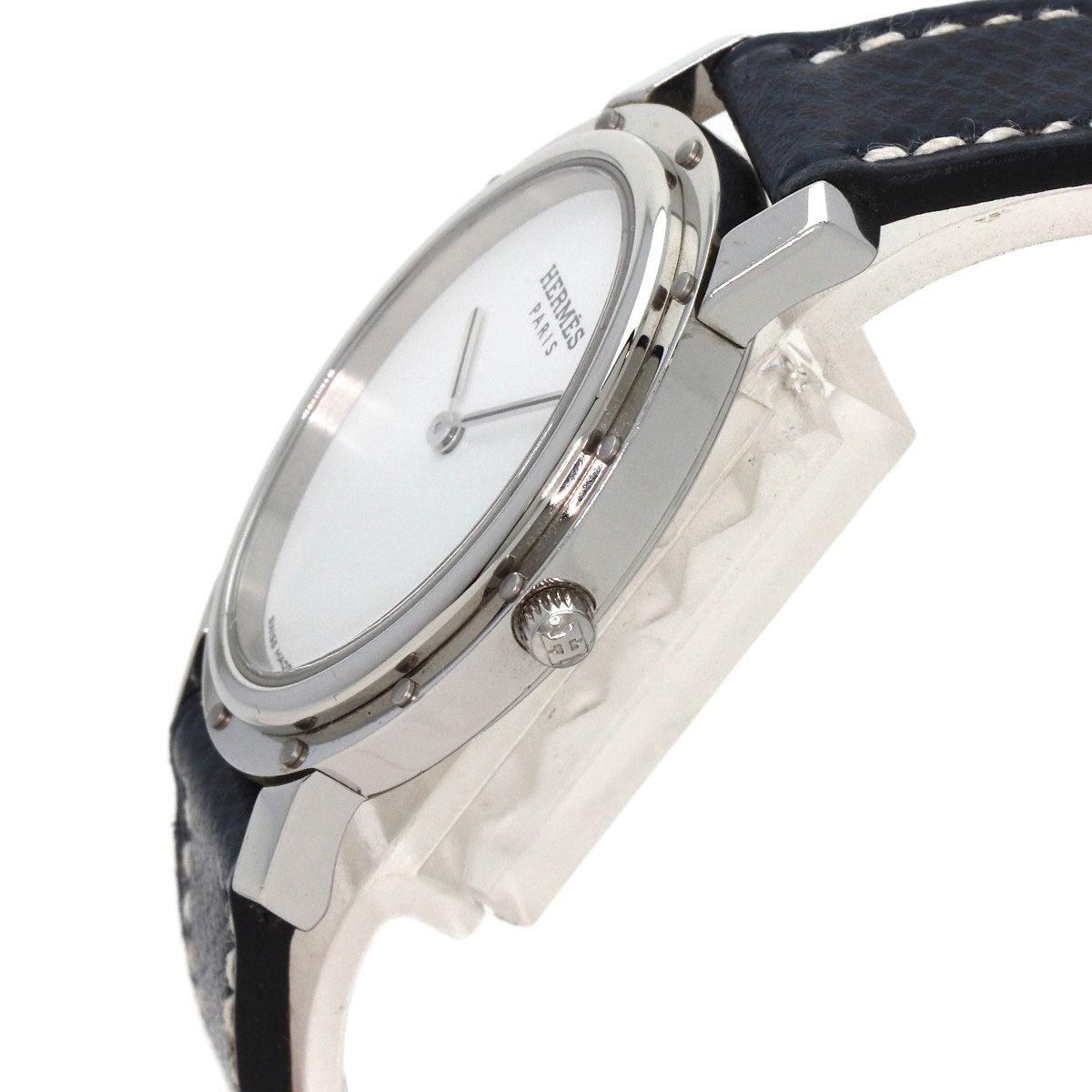 HERMES Watches Quartz CO1.510 Stainless Steel, Leather Silver Clipper oval white dial Women  d