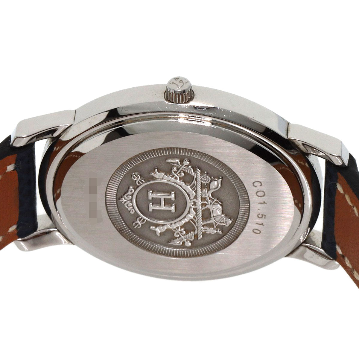 HERMES Watches Quartz CO1.510 Stainless Steel, Leather Silver Clipper oval white dial Women  d