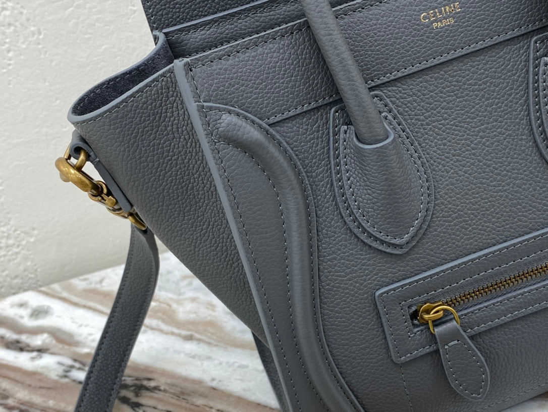 Top Quality Nano LuGucciage Bag In Drummed Grey For Women 8in/20cm 189243AQL.10KL