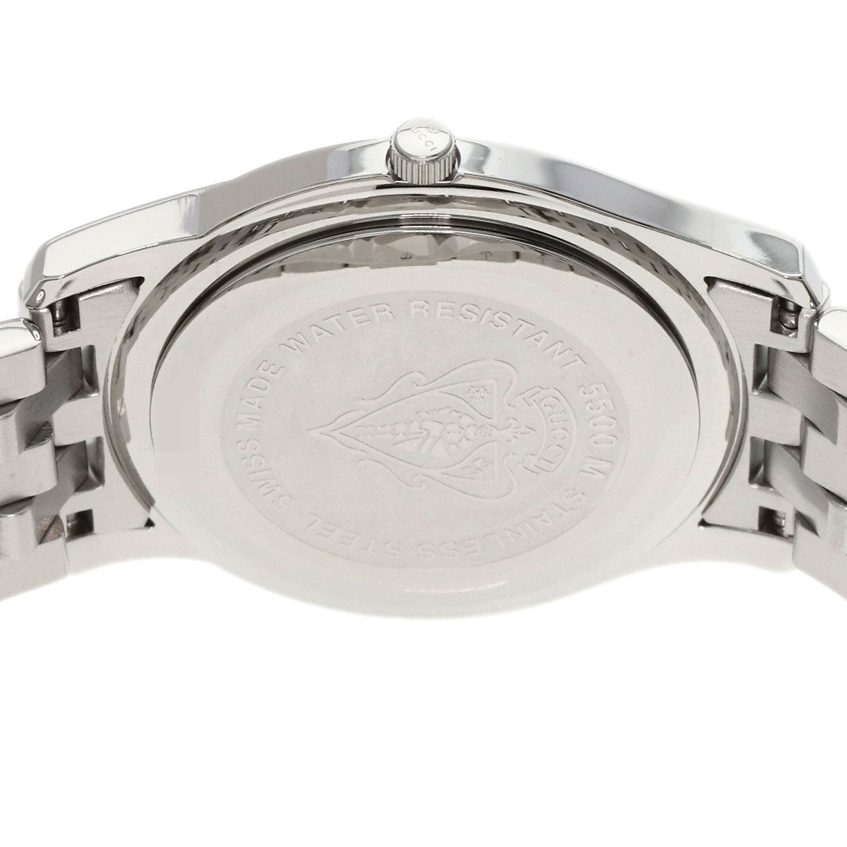 GUCCI Watches Quartz 5500M Stainless Steel , Stainless Steel Silver Round face black dial mens  d