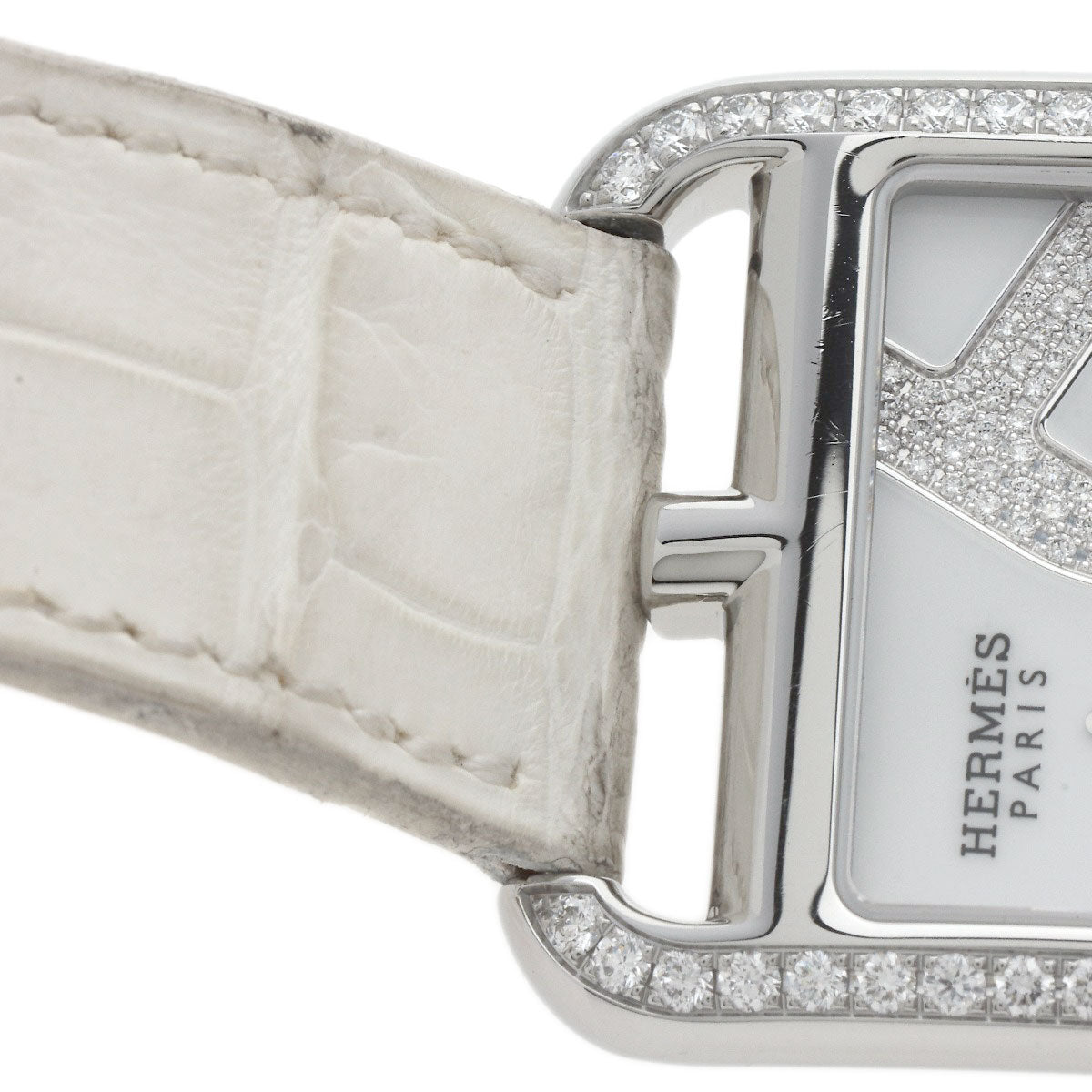 HERMES Watches Quartz CC3.730 Stainless Steel, Leather, Diamond Silver Cape Cod Chene Dunkle White shell dial Women  d