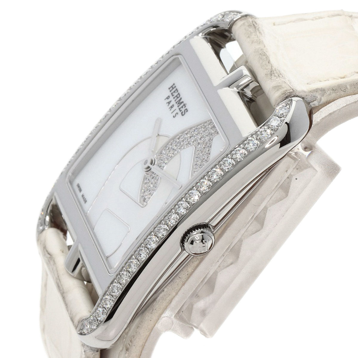 HERMES Watches Quartz CC3.730 Stainless Steel, Leather, Diamond Silver Cape Cod Chene Dunkle White shell dial Women  d