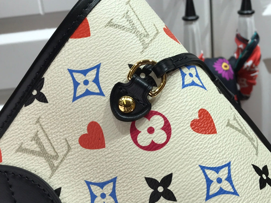 Top Quality Neverfull MM Game On Tote Bag Monogram Canvas White By Nicolas Ghesquiere For Women, Womens Handbags, Shoulder Bags 12.2in/31cm Top Quality M57462