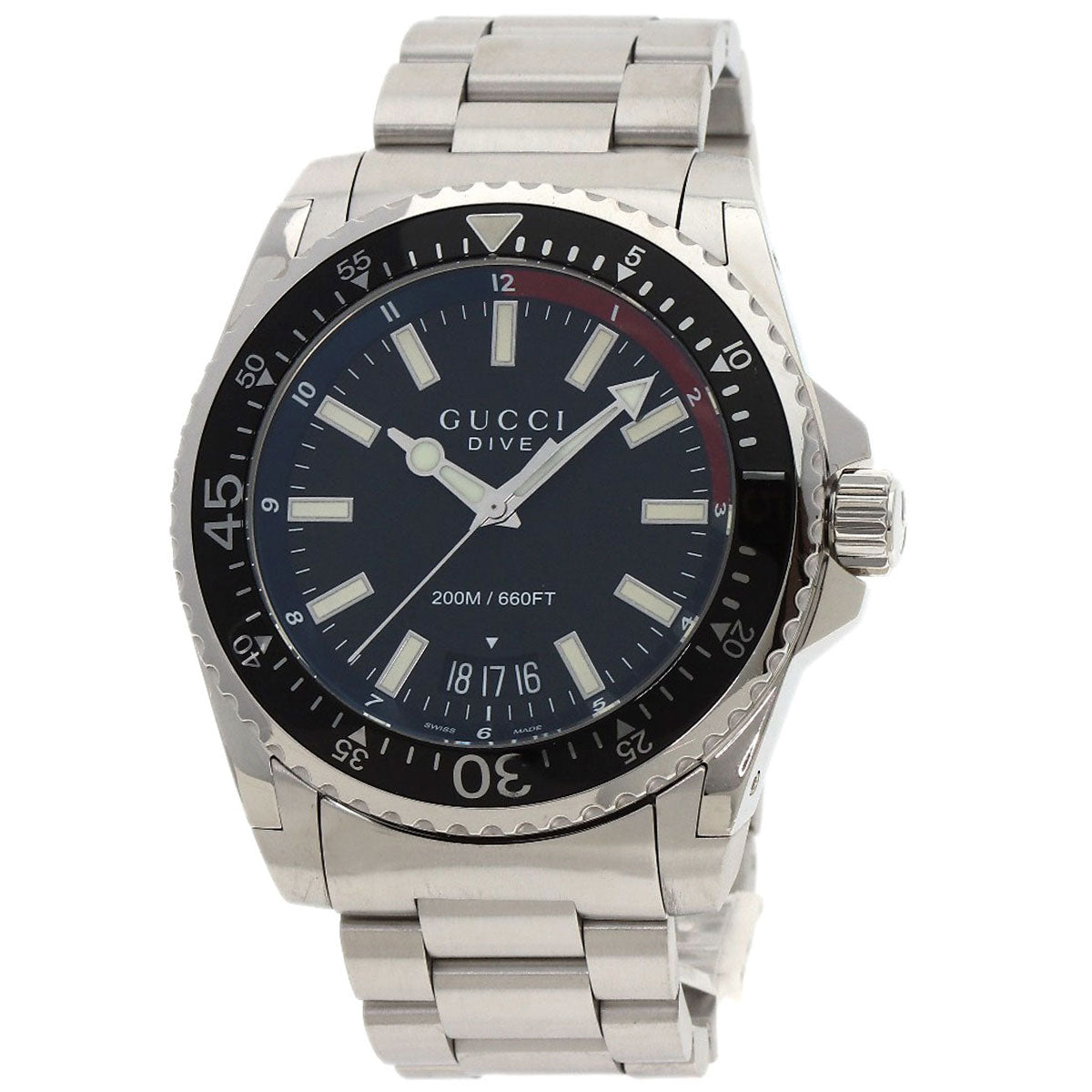 GUCCI Watches Quartz YA136.2 Stainless Steel , Stainless Steel Silver Dive DIVE black dial mens  d