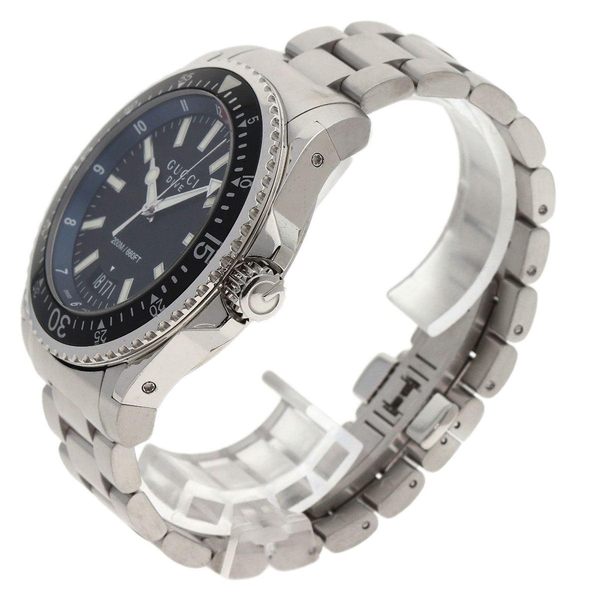 GUCCI Watches Quartz YA136.2 Stainless Steel , Stainless Steel Silver Dive DIVE black dial mens  d