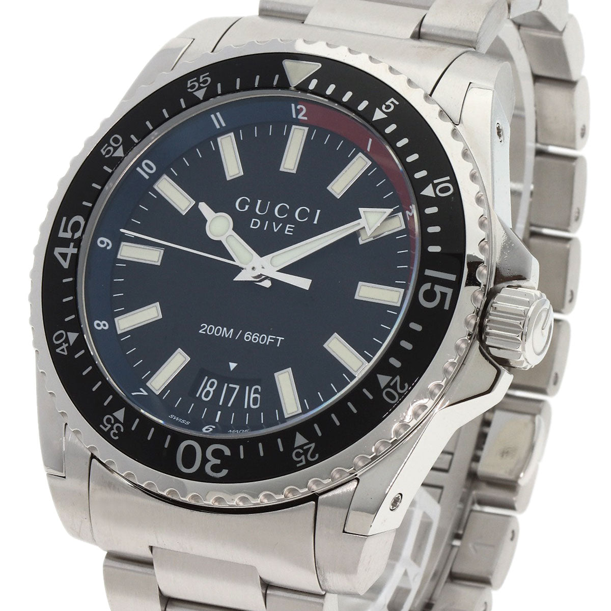 GUCCI Watches Quartz YA136.2 Stainless Steel , Stainless Steel Silver Dive DIVE black dial mens  d