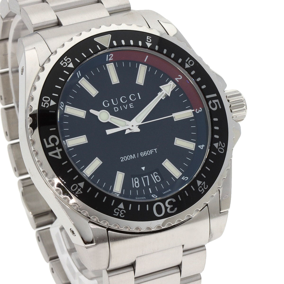 GUCCI Watches Quartz YA136.2 Stainless Steel , Stainless Steel Silver Dive DIVE black dial mens  d