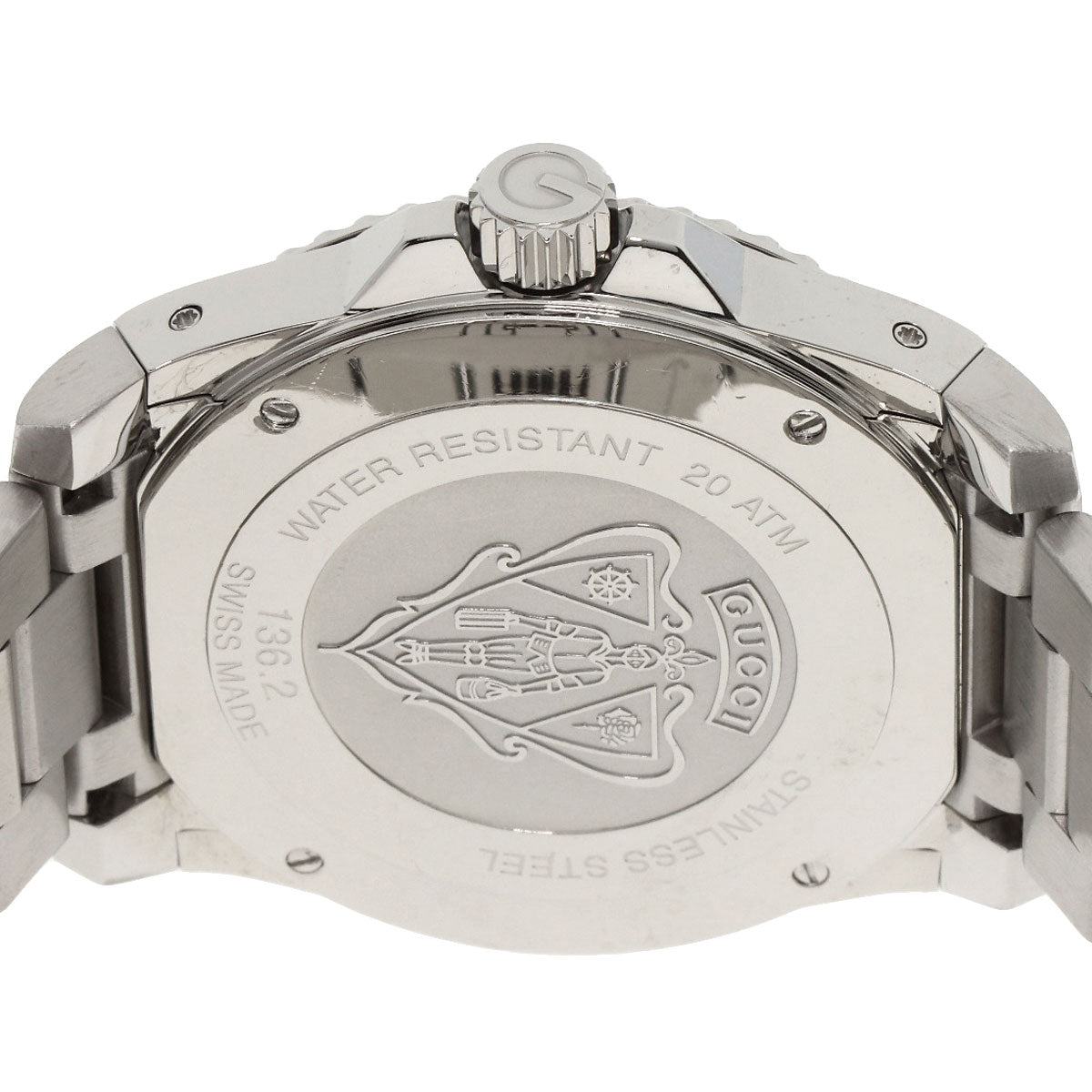 GUCCI Watches Quartz YA136.2 Stainless Steel , Stainless Steel Silver Dive DIVE black dial mens  d