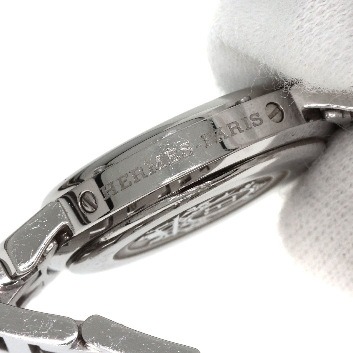 HERMES Watches Quartz CL4.210 Stainless Steel Silver Clipper Nacre Blue shell dial Women  d