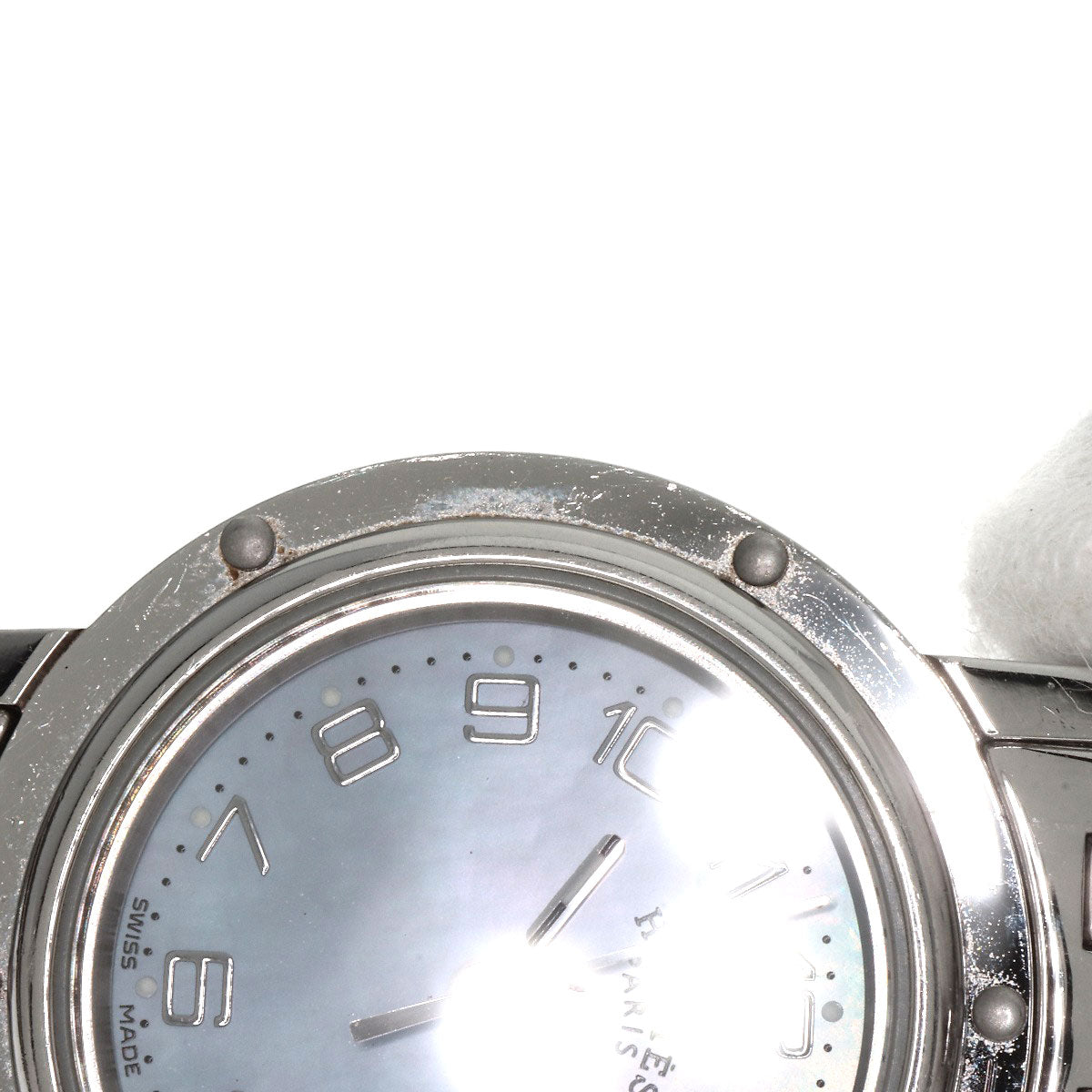 HERMES Watches Quartz CL4.210 Stainless Steel Silver Clipper Nacre Blue shell dial Women  d