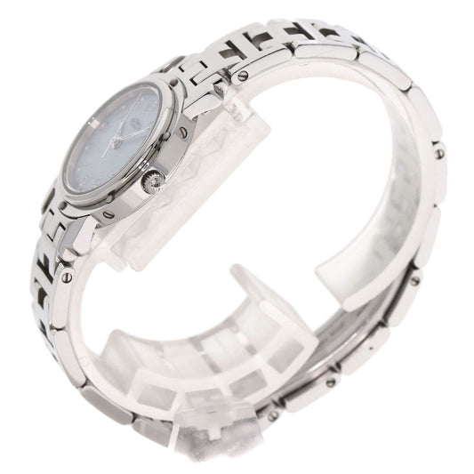 HERMES Watches Quartz CL4.210 Stainless Steel Silver Clipper Nacre Blue shell dial Women  d