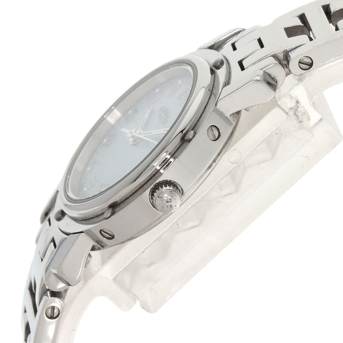HERMES Watches Quartz CL4.210 Stainless Steel Silver Clipper Nacre Blue shell dial Women  d