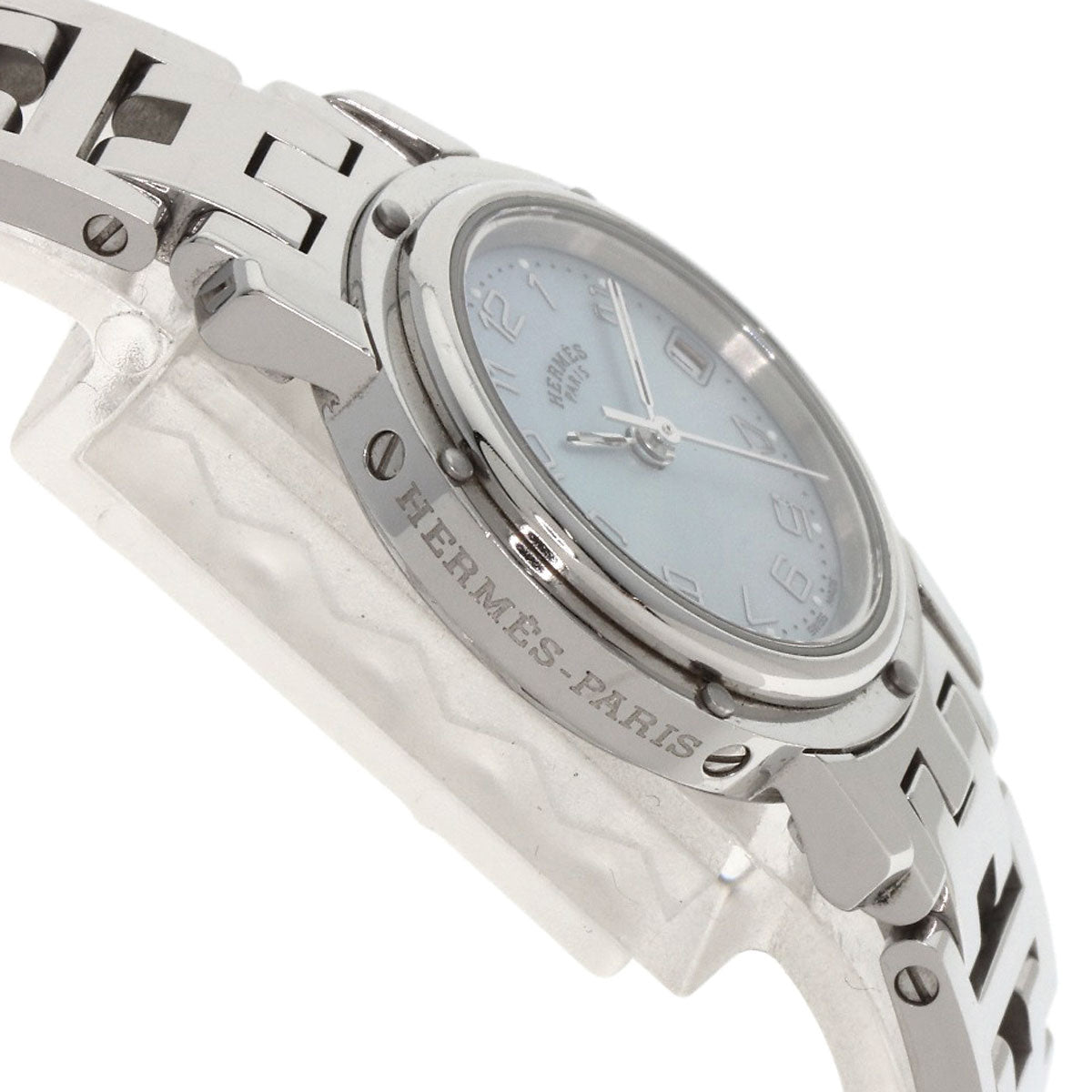 HERMES Watches Quartz CL4.210 Stainless Steel Silver Clipper Nacre Blue shell dial Women  d