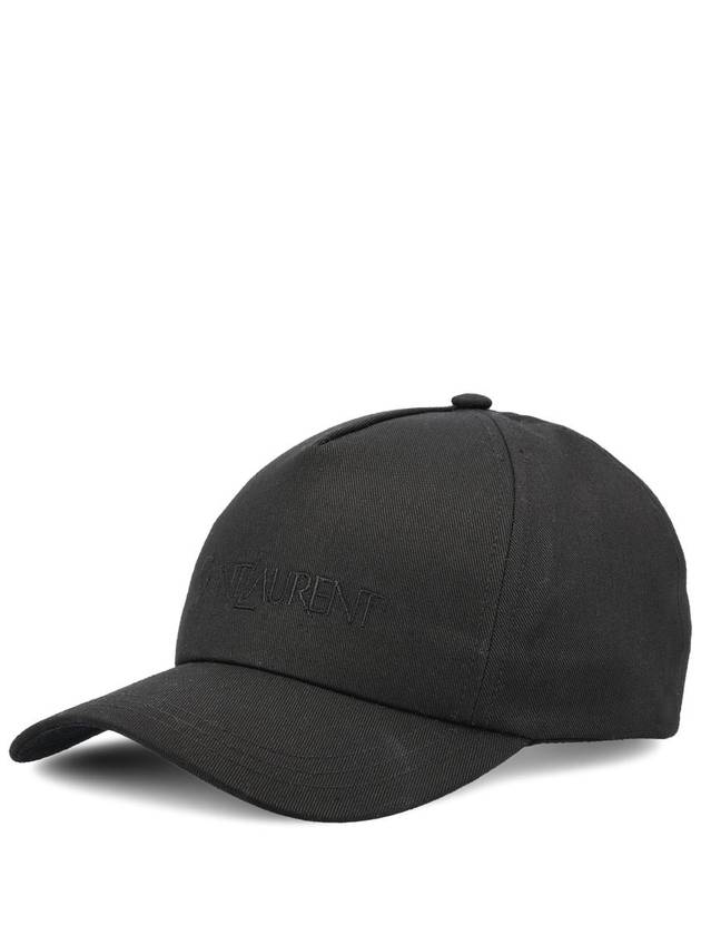 Luxury Saint Laurent Trending 2025 Embroidered Logo Gabardine Weave Cotton Ball Cap Black