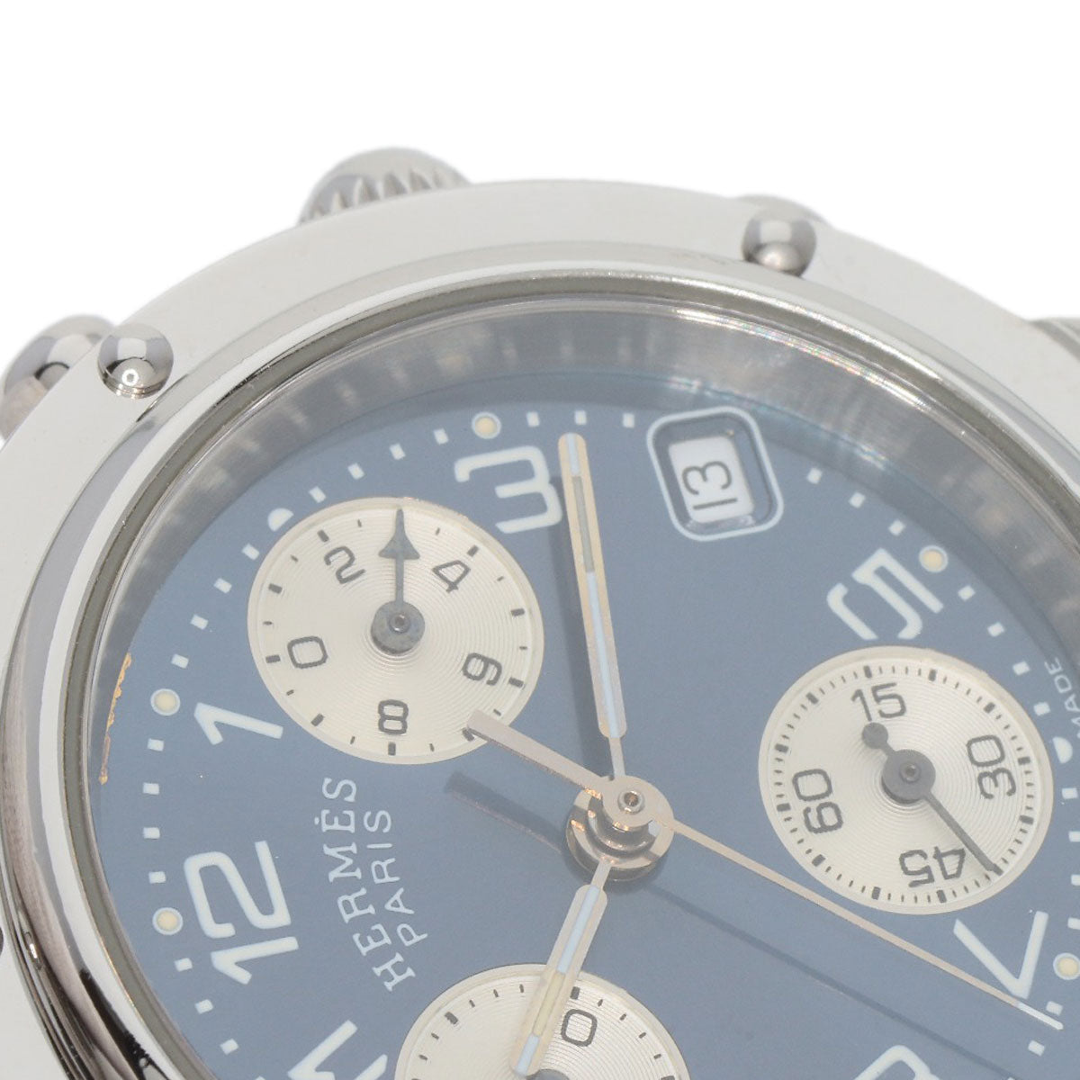 HERMES Watches Quartz CL1.310 Stainless Steel , Stainless Steel Silver Clipper Chronograph blue dial Women  d