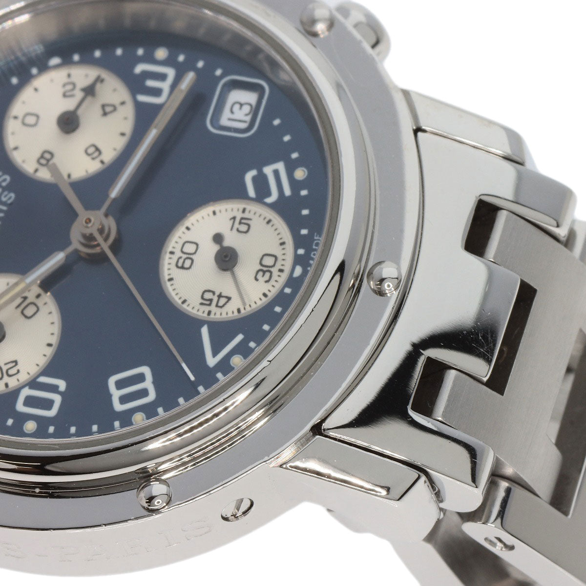 HERMES Watches Quartz CL1.310 Stainless Steel , Stainless Steel Silver Clipper Chronograph blue dial Women  d