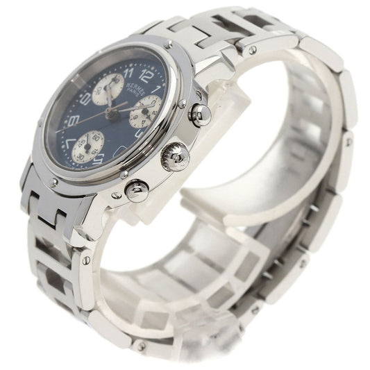 HERMES Watches Quartz CL1.310 Stainless Steel , Stainless Steel Silver Clipper Chronograph blue dial Women  d