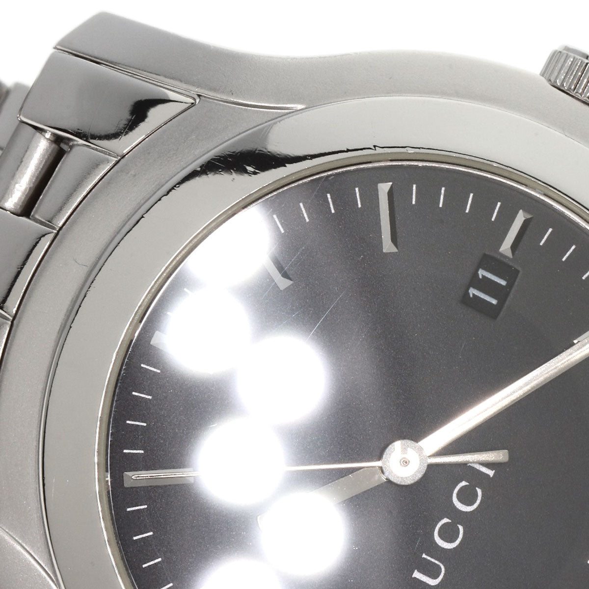 GUCCI Watches Quartz Stainless Steel , Stainless Steel Silver 5500XL black dial mens  d