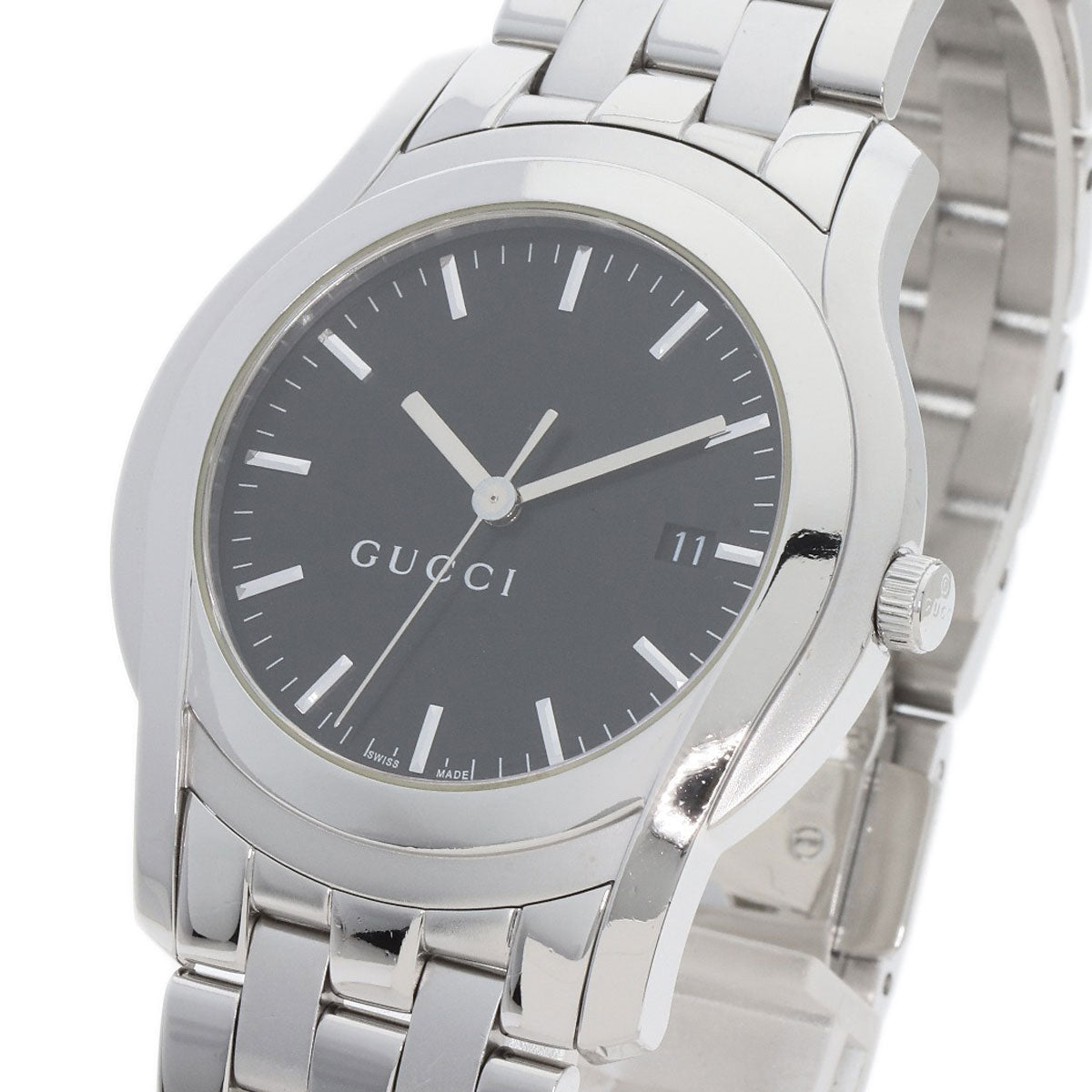 GUCCI Watches Quartz Stainless Steel , Stainless Steel Silver 5500XL black dial mens  d