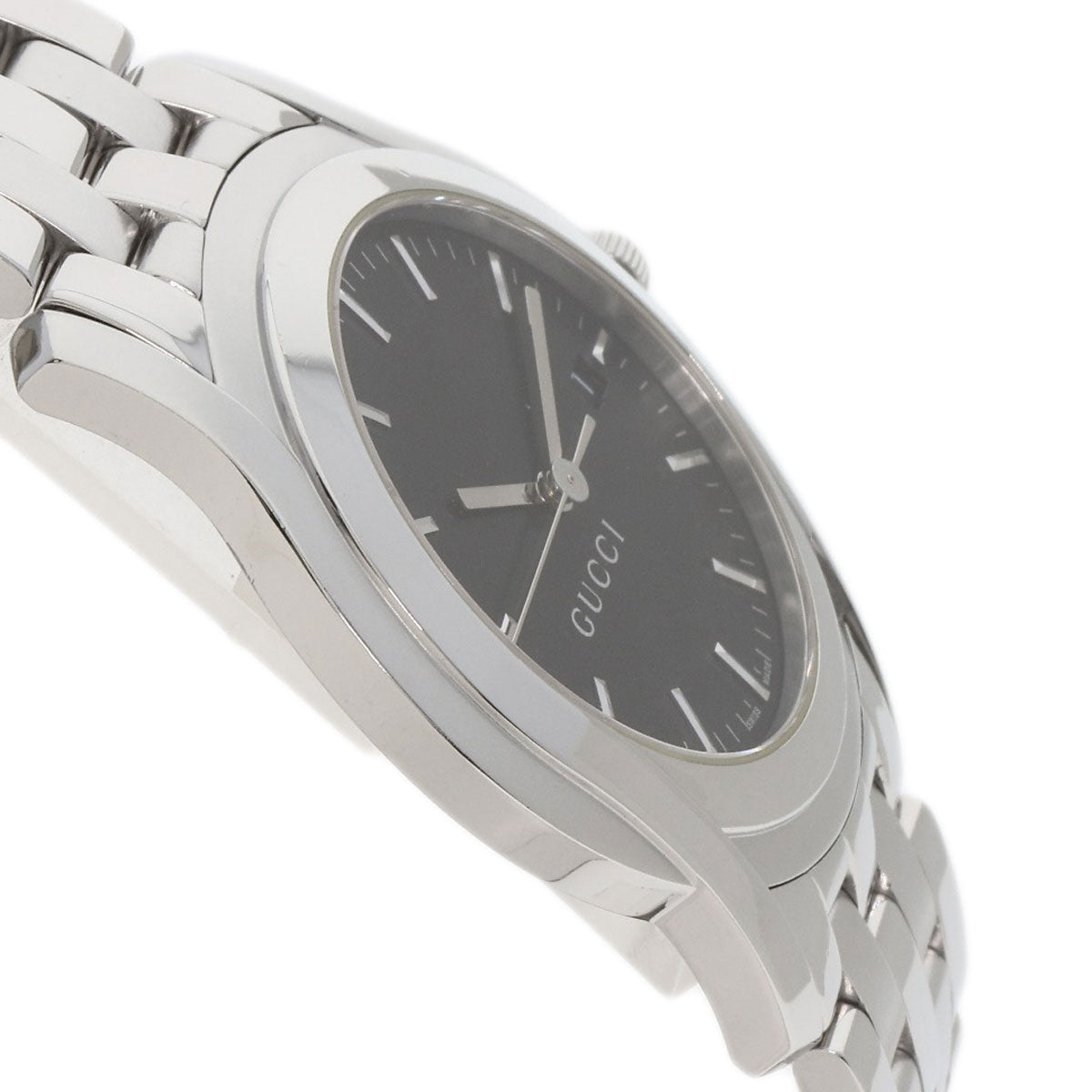 GUCCI Watches Quartz Stainless Steel , Stainless Steel Silver 5500XL black dial mens  d