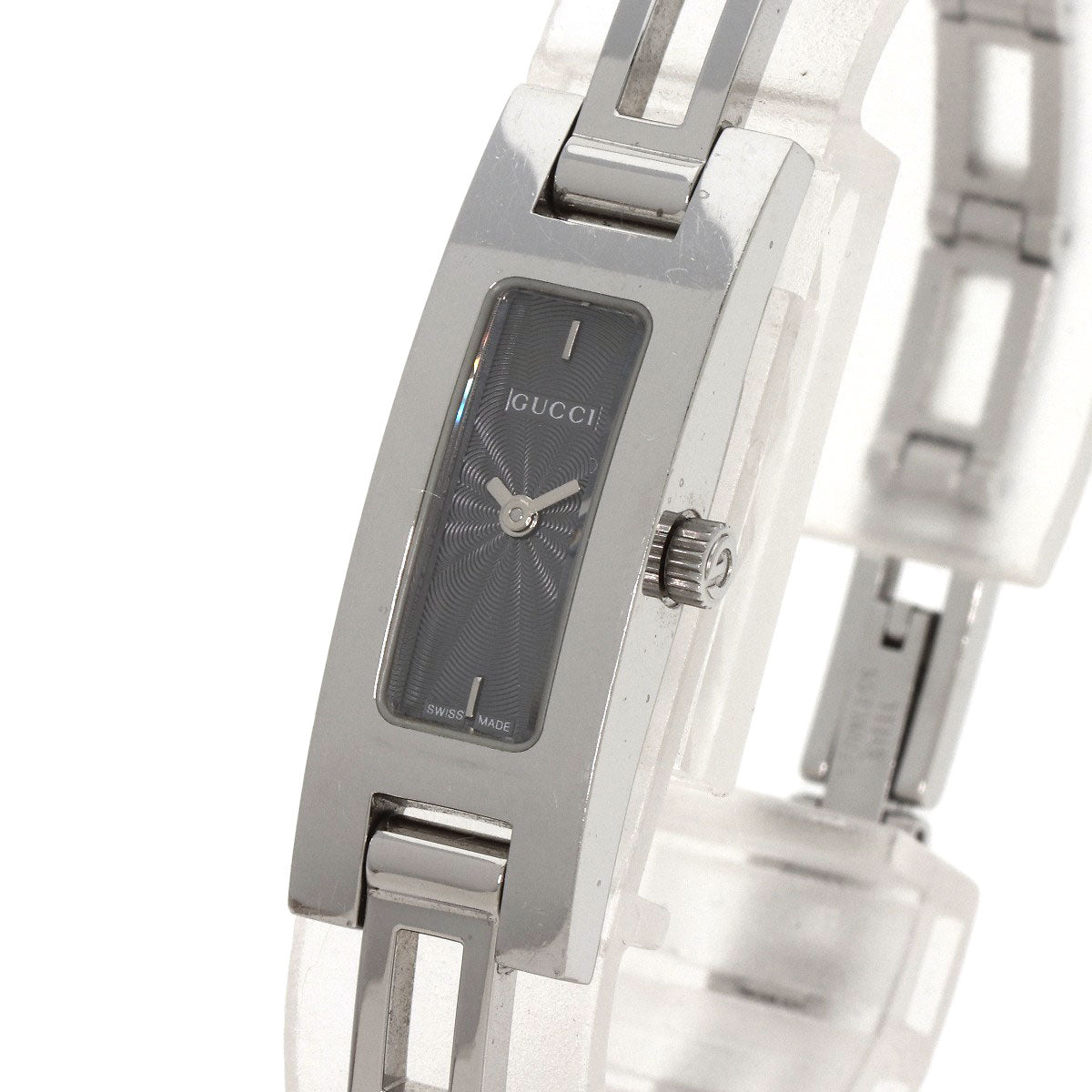 GUCCI Watches Quartz 3900L Stainless Steel , Stainless Steel Silver Square face gray dial Women  d