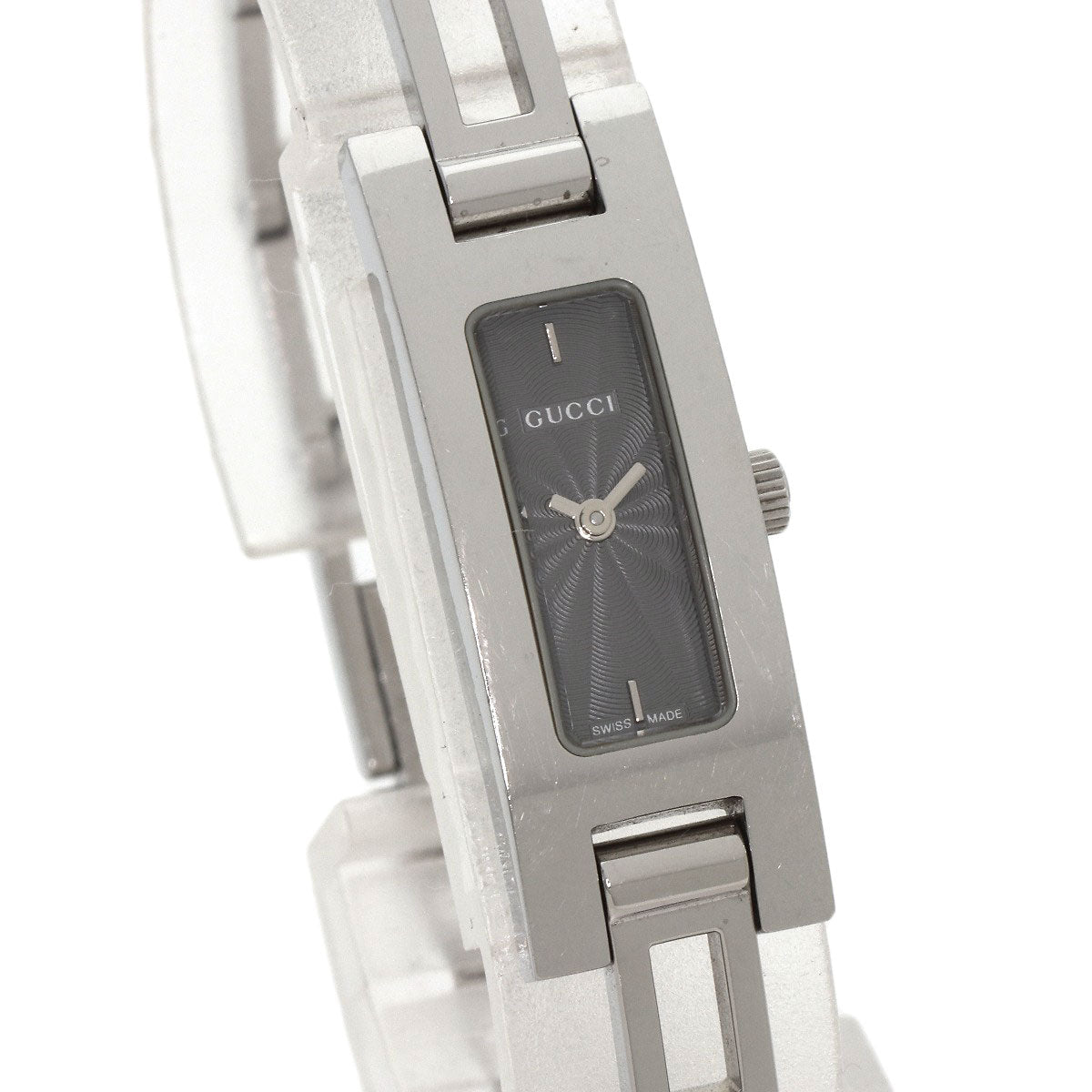 GUCCI Watches Quartz 3900L Stainless Steel , Stainless Steel Silver Square face gray dial Women  d