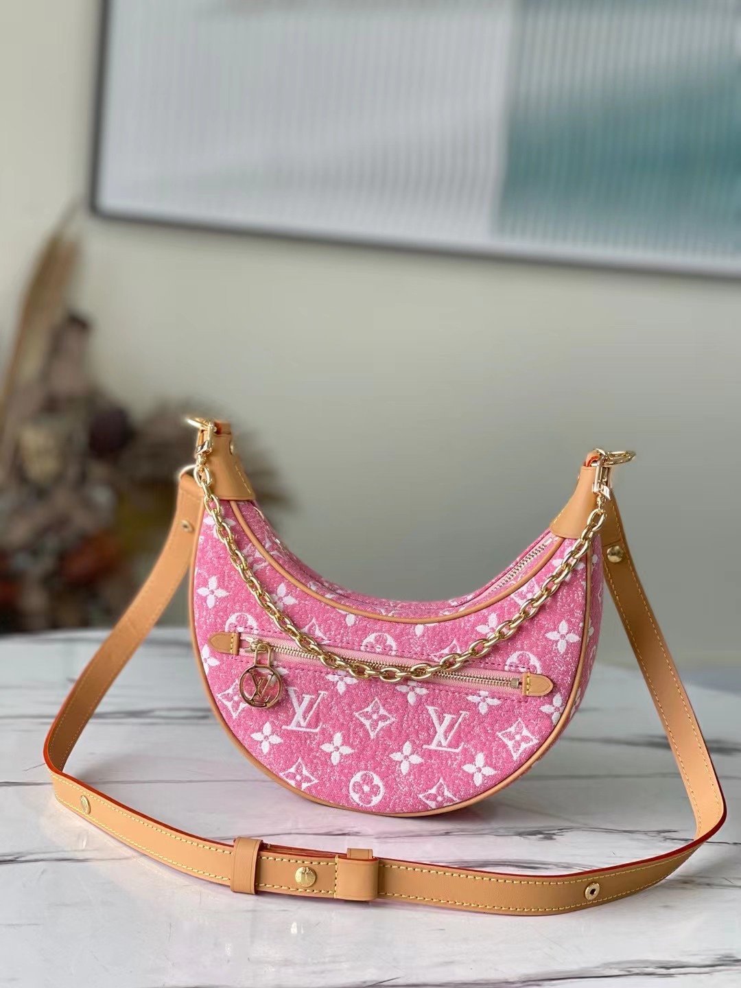 Top Quality Loop Since 1854 Jacquard Pink By Nicolas Ghesquière For Cruise Show, WoHandbags 9.1in/23cm Top Quality M81166