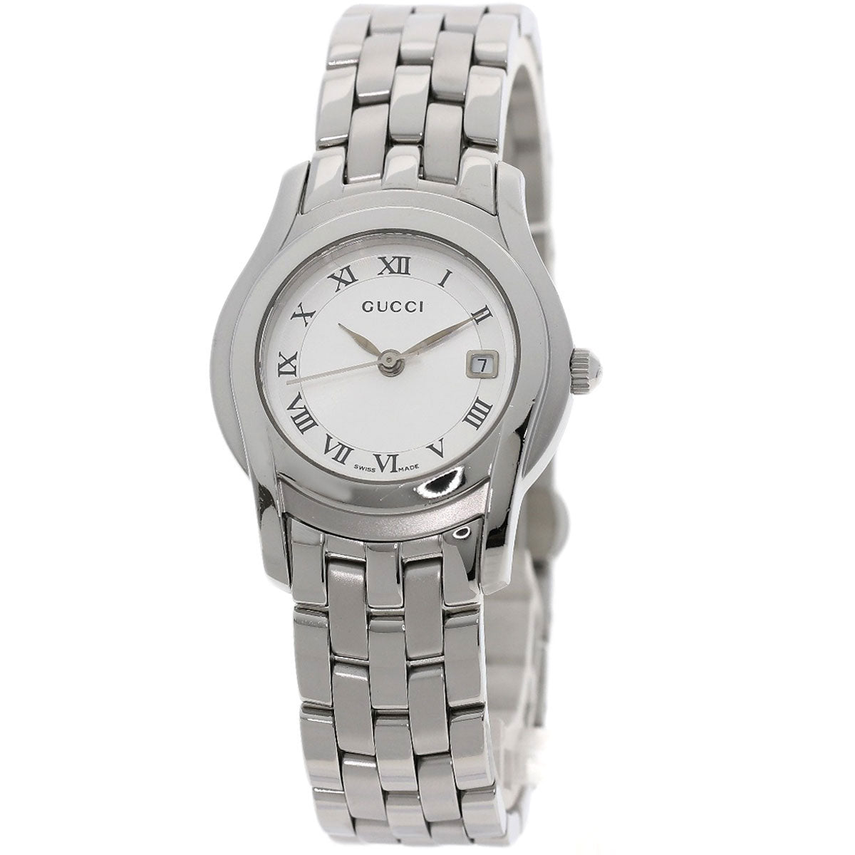 GUCCI Watches Quartz 5500L Stainless Steel , Stainless Steel Silver Round face Silver dial Women  d