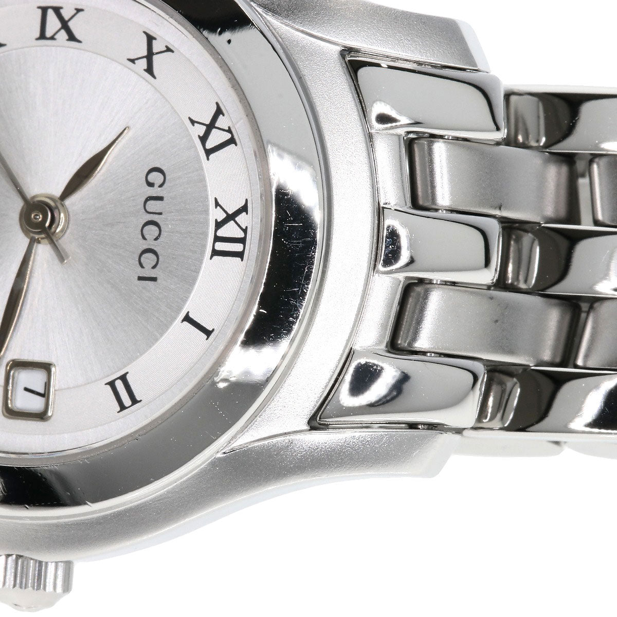 GUCCI Watches Quartz 5500L Stainless Steel , Stainless Steel Silver Round face Silver dial Women  d