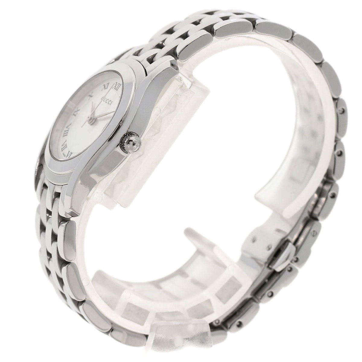 GUCCI Watches Quartz 5500L Stainless Steel , Stainless Steel Silver Round face Silver dial Women  d