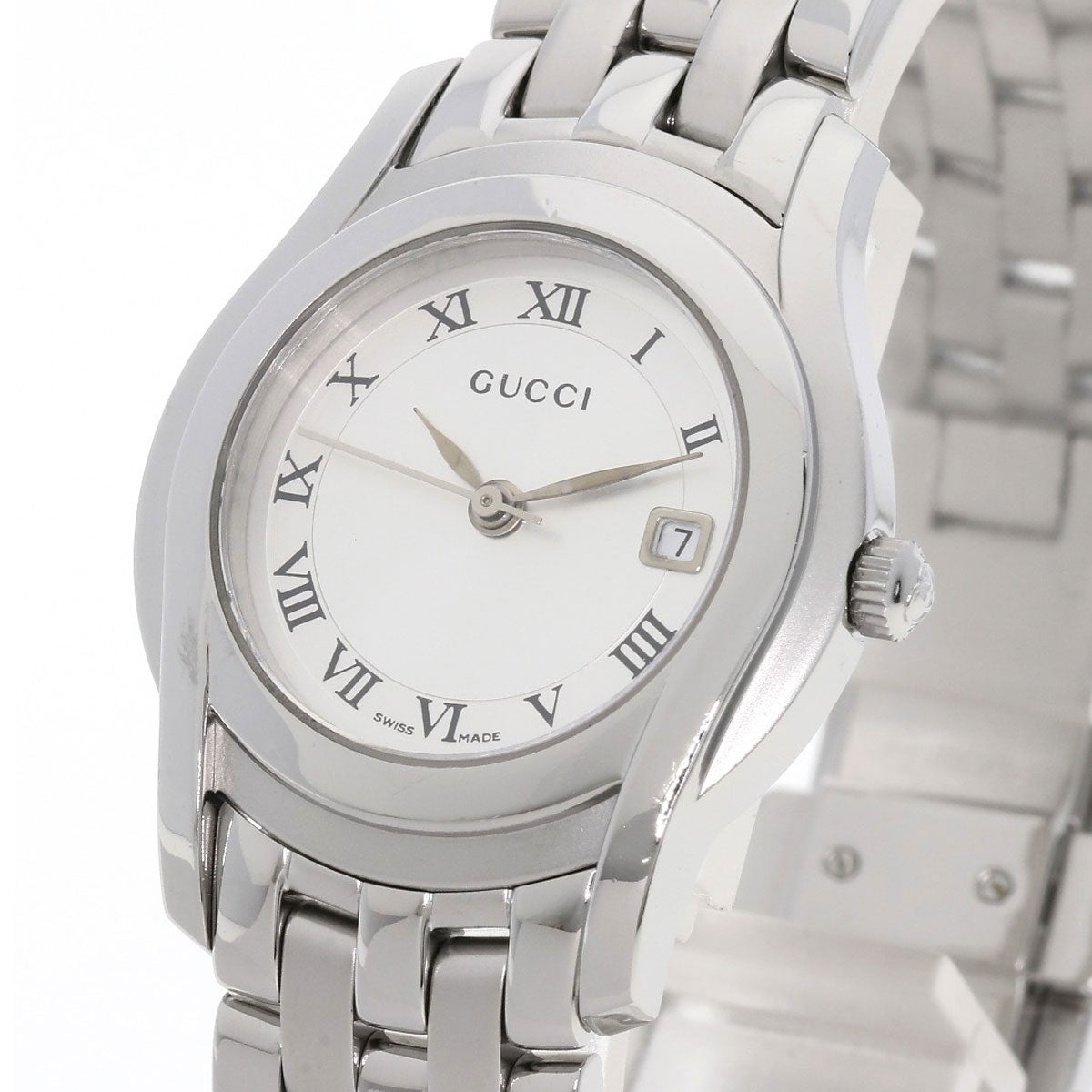 GUCCI Watches Quartz 5500L Stainless Steel , Stainless Steel Silver Round face Silver dial Women  d