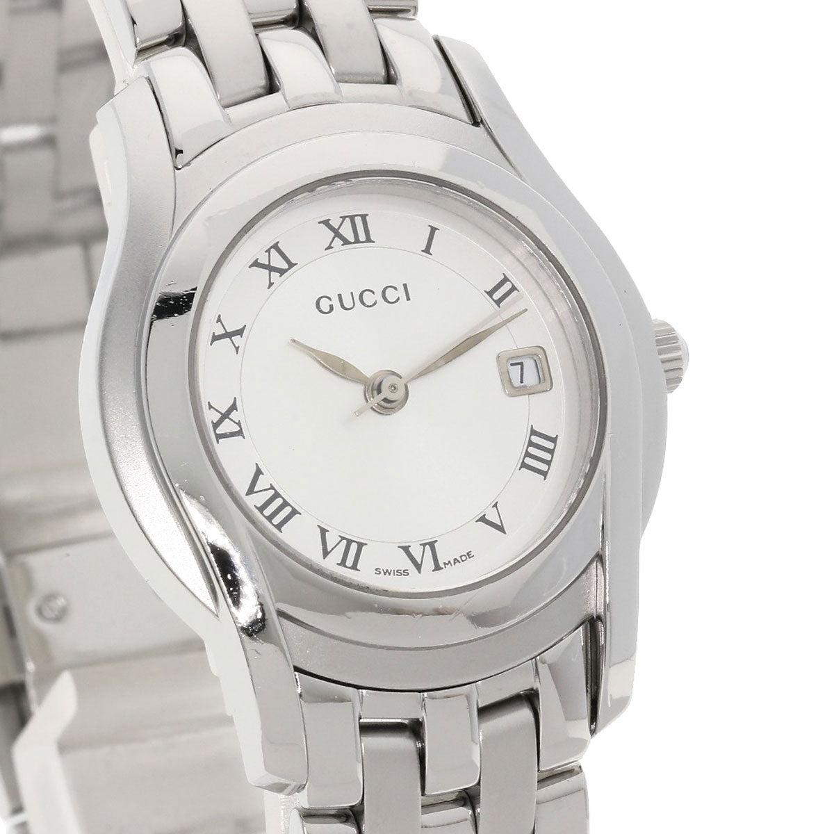 GUCCI Watches Quartz 5500L Stainless Steel , Stainless Steel Silver Round face Silver dial Women  d
