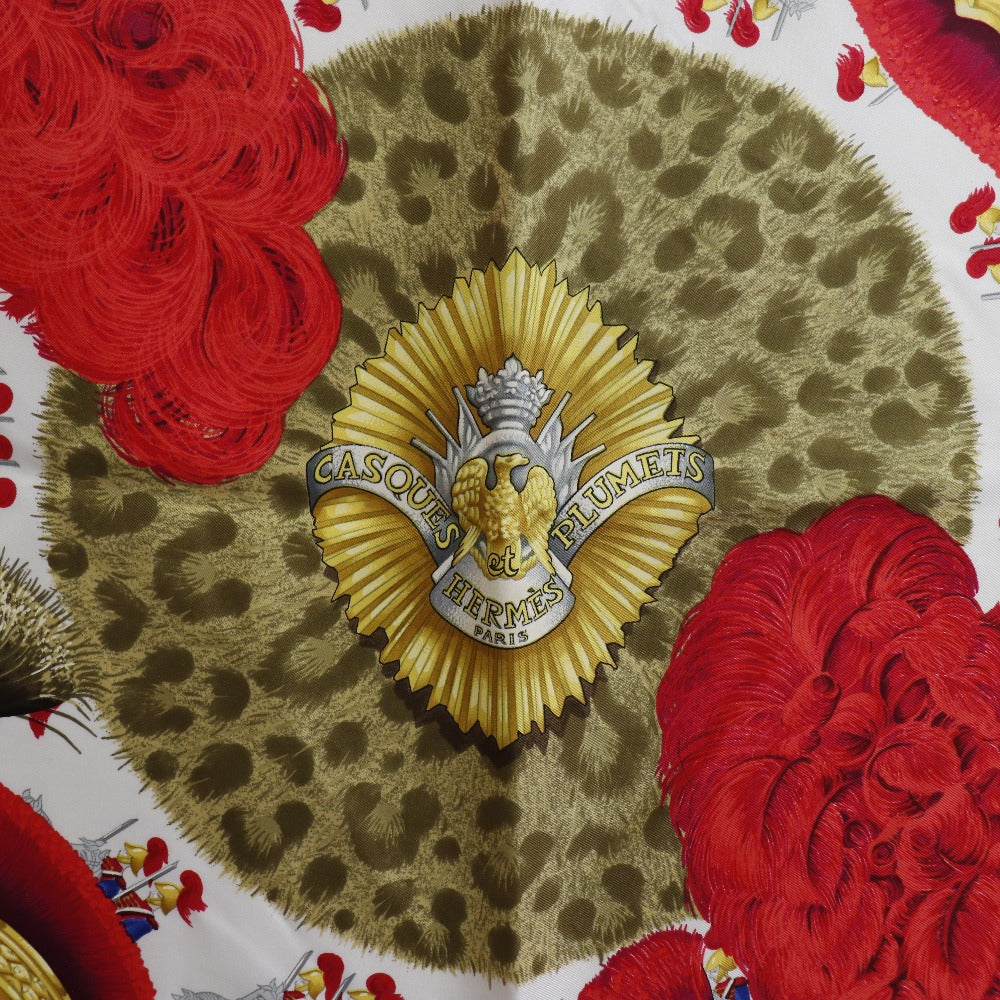 HERMES scarf silk yellow helmet and feather CASQUES et PLUMETS Carre90 Women  d