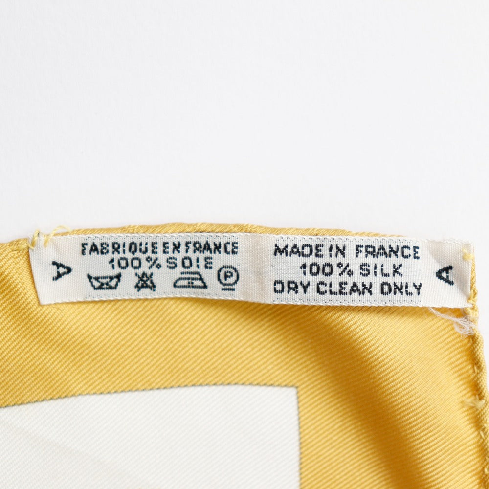 HERMES scarf silk yellow helmet and feather CASQUES et PLUMETS Carre90 Women  d