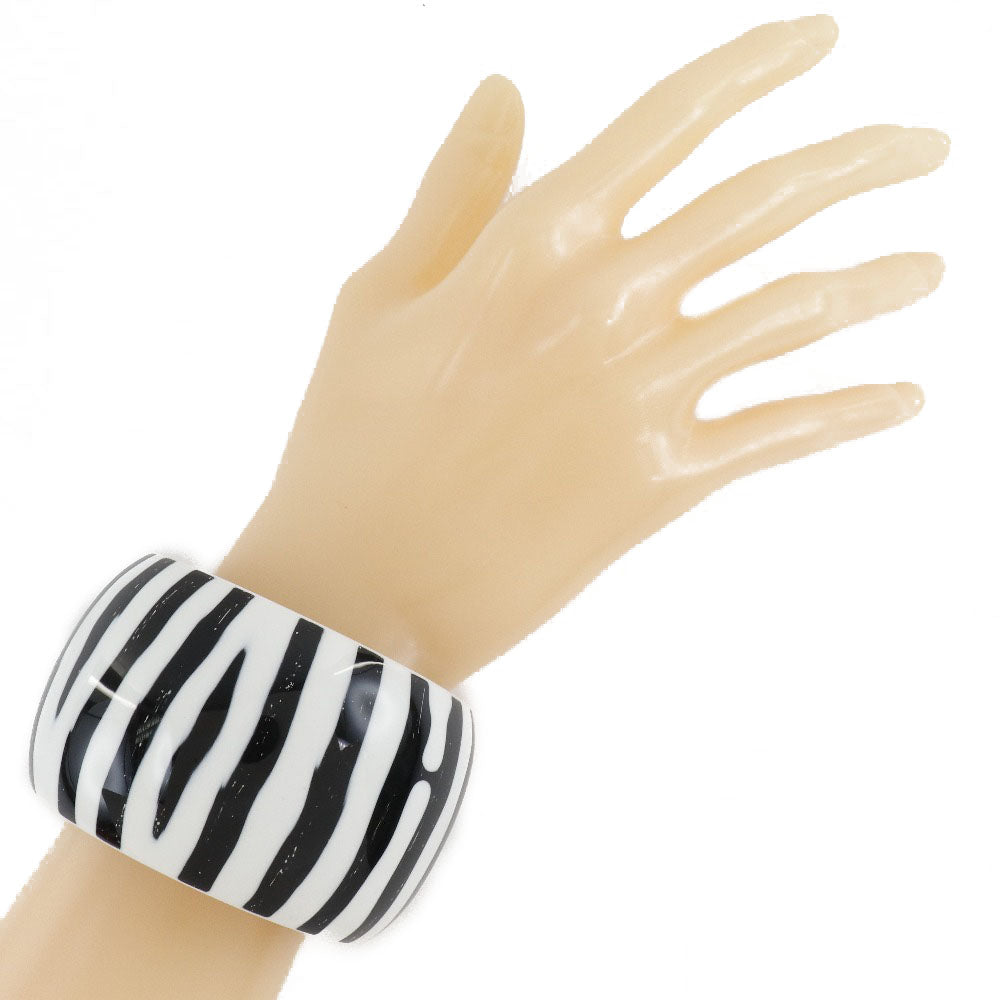 HERMES Bangle Lacquerwood Black / white Women S  d