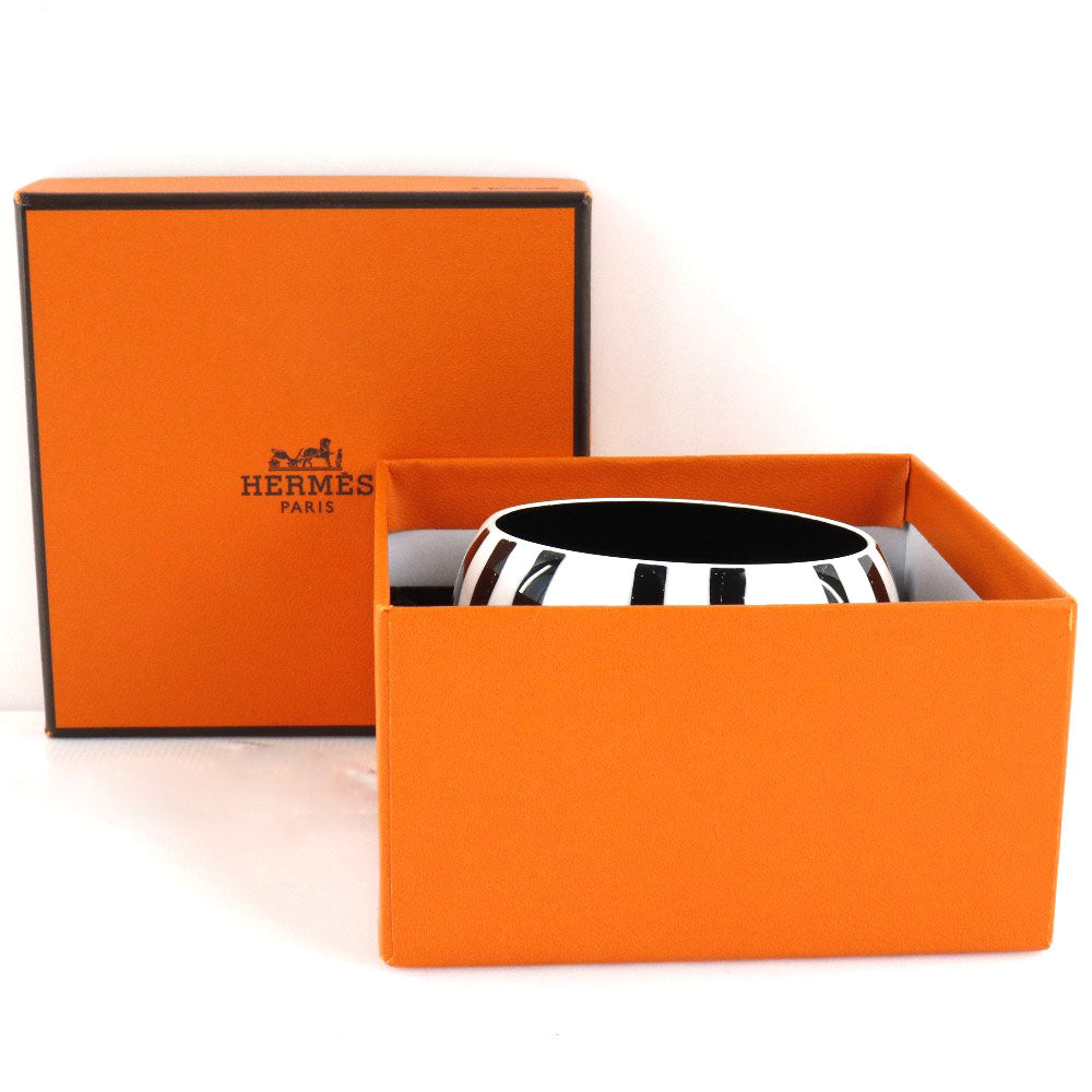 HERMES Bangle Lacquerwood Black / white Women S  d
