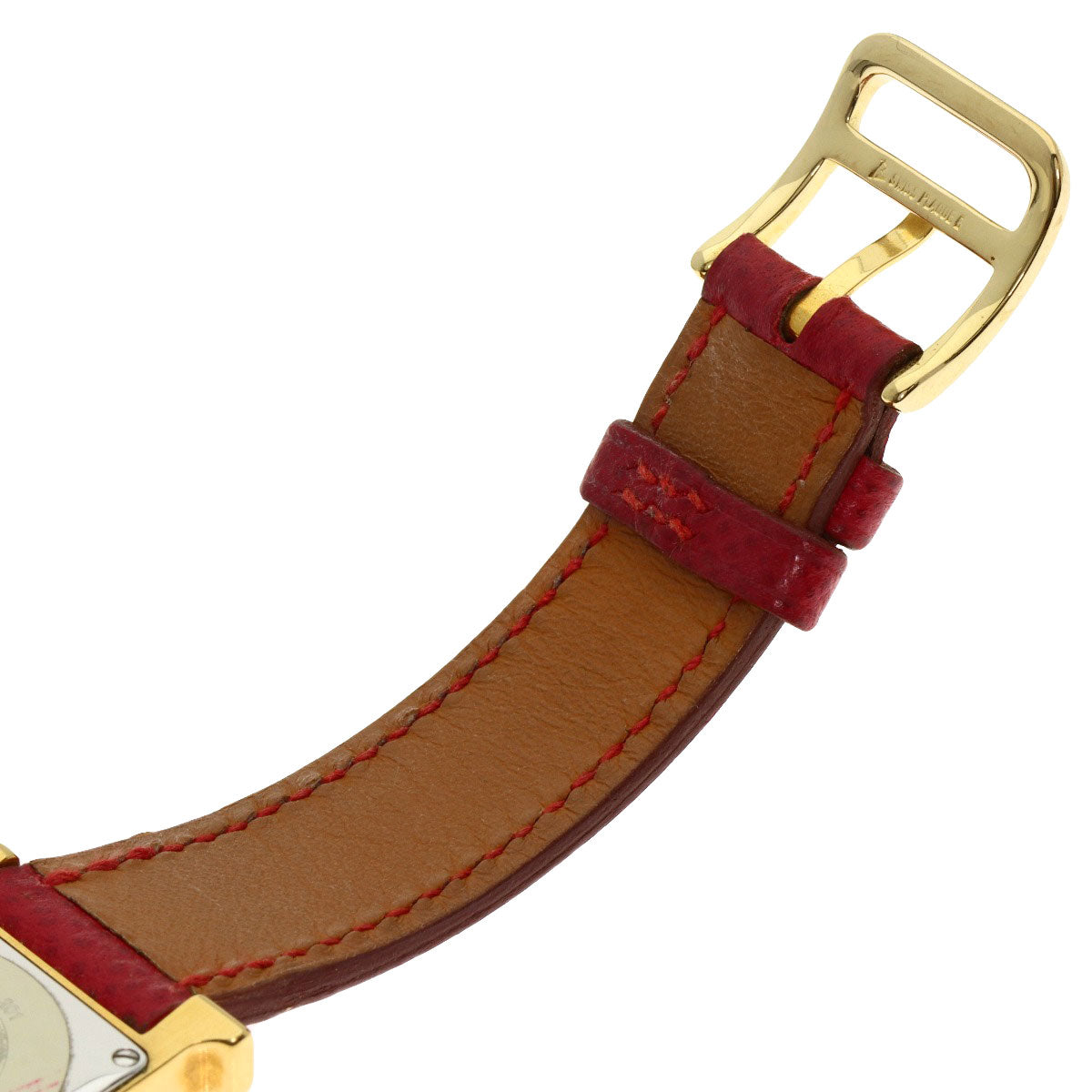 HERMES Watches Quartz HH1.201 Gold Plated, Leather gold H watch Silver dial Women  d