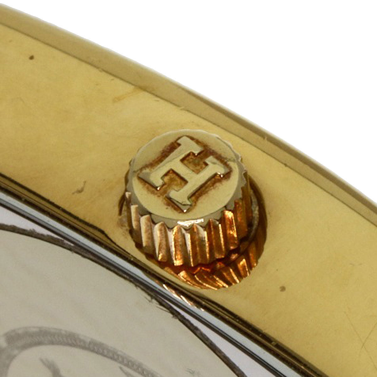 HERMES Watches Quartz HH1.201 Gold Plated, Leather gold H watch Silver dial Women  d