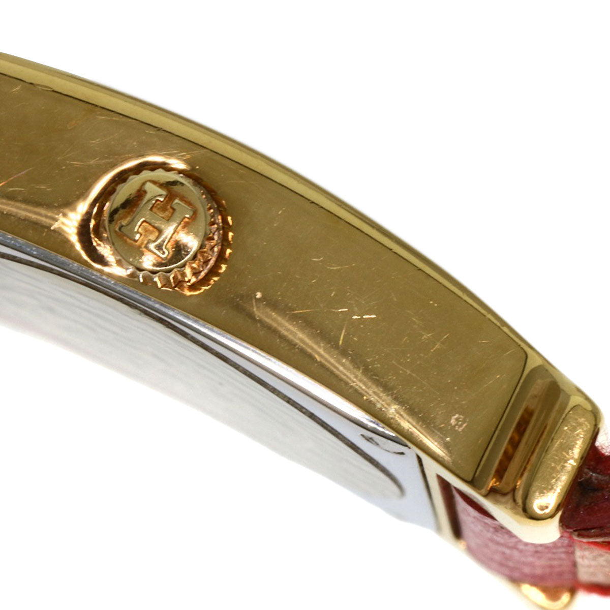 HERMES Watches Quartz HH1.201 Gold Plated, Leather gold H watch Silver dial Women  d