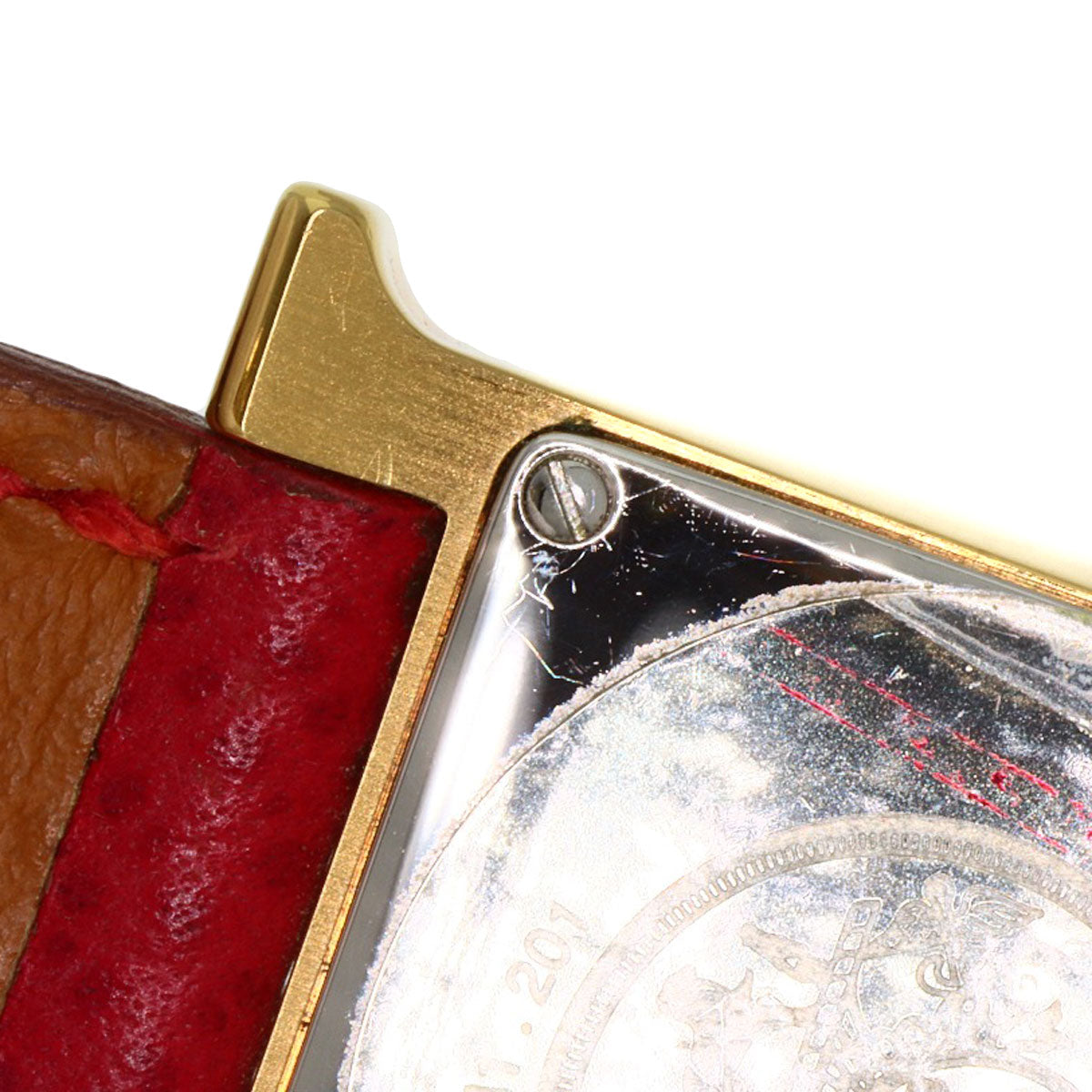 HERMES Watches Quartz HH1.201 Gold Plated, Leather gold H watch Silver dial Women  d