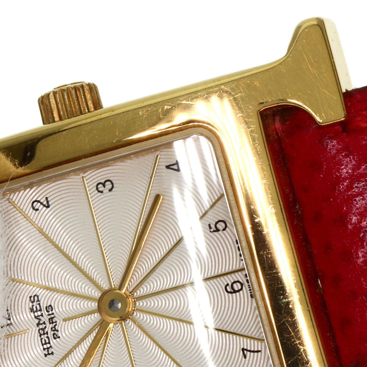 HERMES Watches Quartz HH1.201 Gold Plated, Leather gold H watch Silver dial Women  d