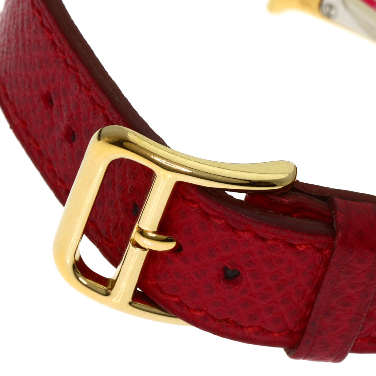 HERMES Watches Quartz HH1.201 Gold Plated, Leather gold H watch Silver dial Women  d