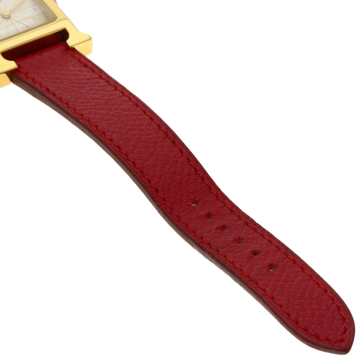 HERMES Watches Quartz HH1.201 Gold Plated, Leather gold H watch Silver dial Women  d