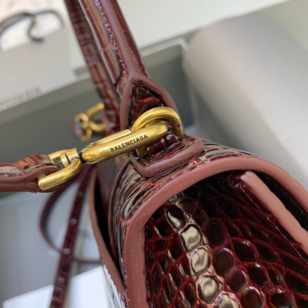 Top Quality Hourglass XS Handbag In Dark Red, For Women,  Bags 7.4in/19cm
