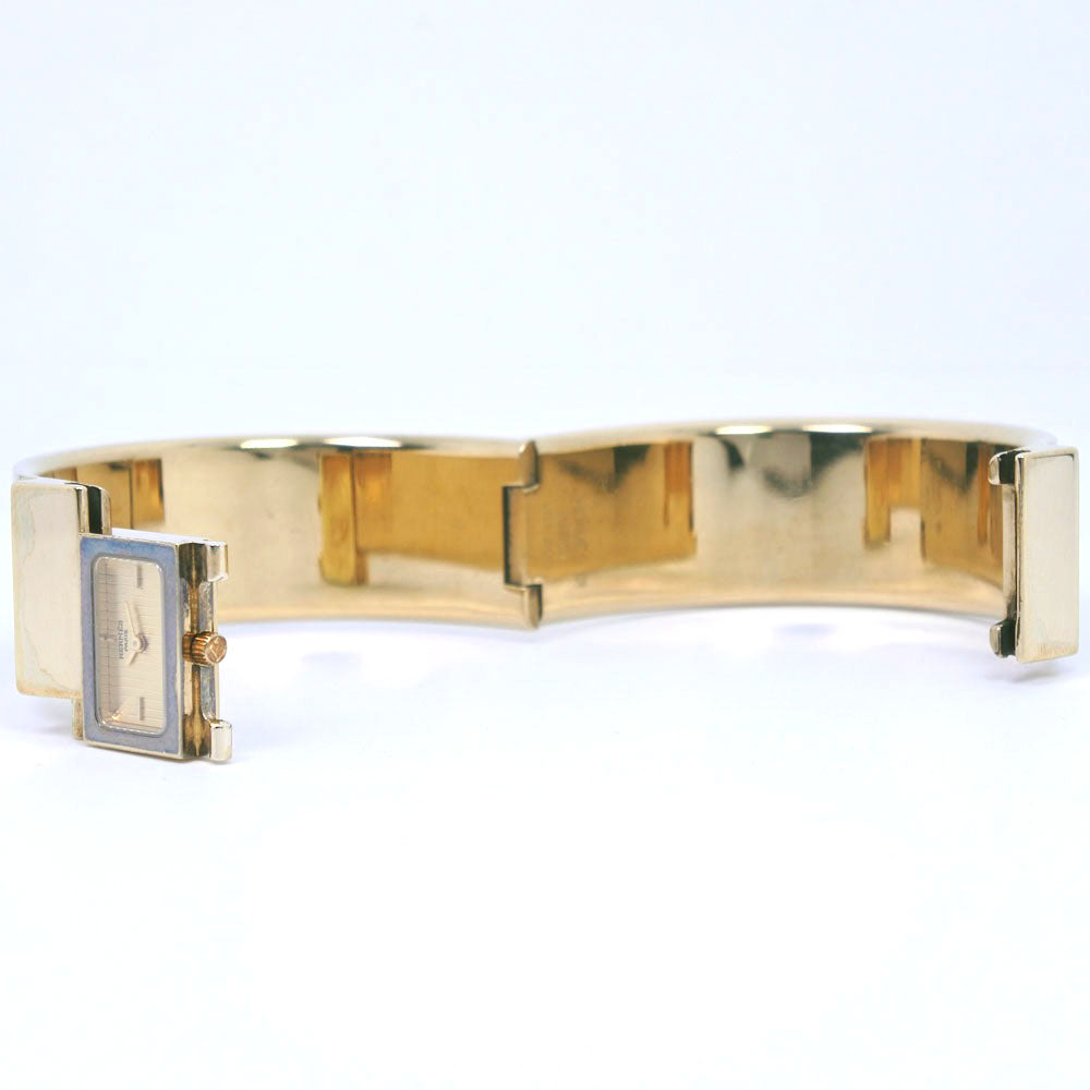HERMES Watches Quartz L01.201 Plated Gold , Leather gold Location gold dial Women  d