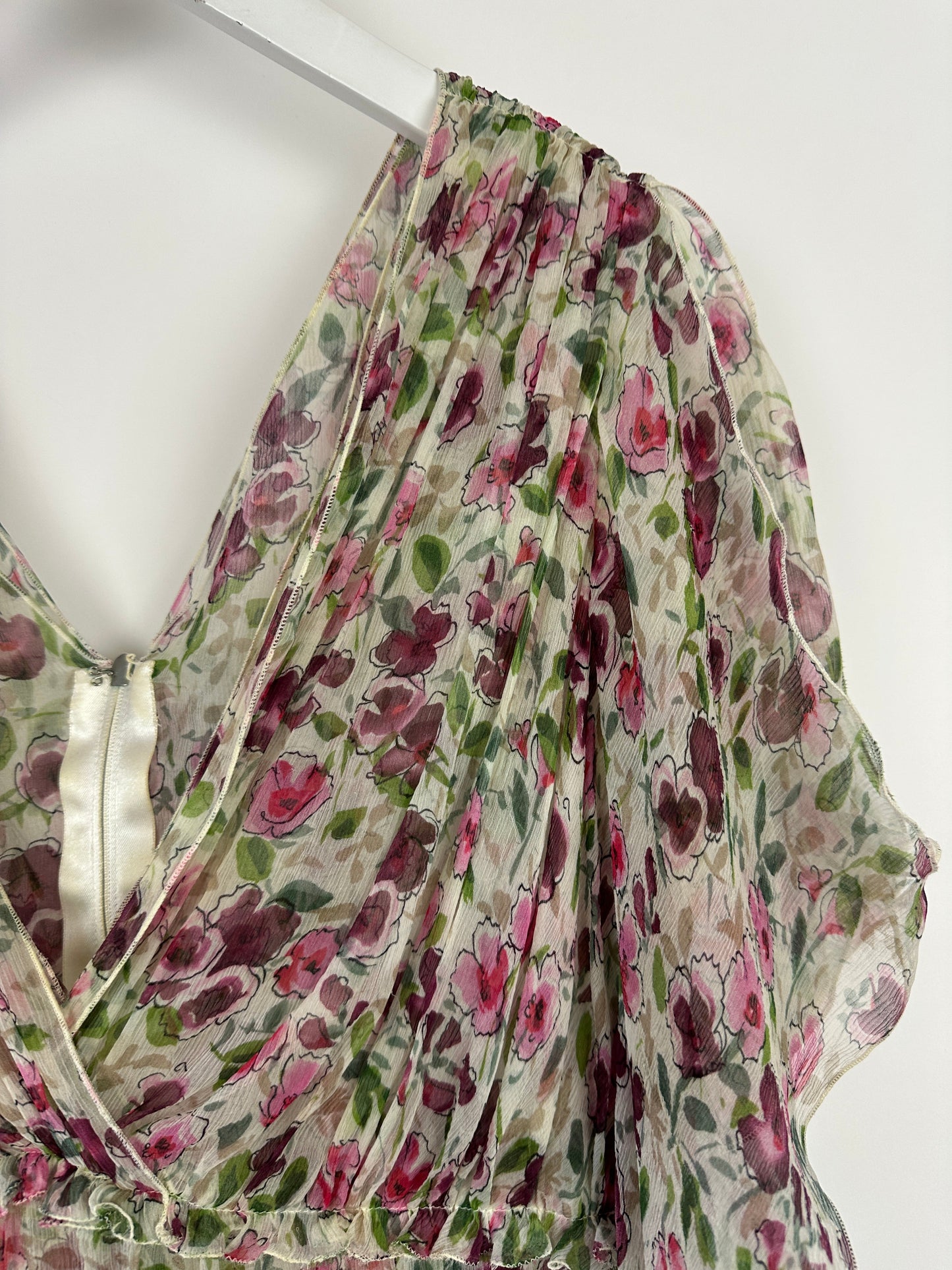 Dolce & Gabbana Silk Flowing Sleeveless Dress with Floral Print Details Size IT 40 (UK 8)